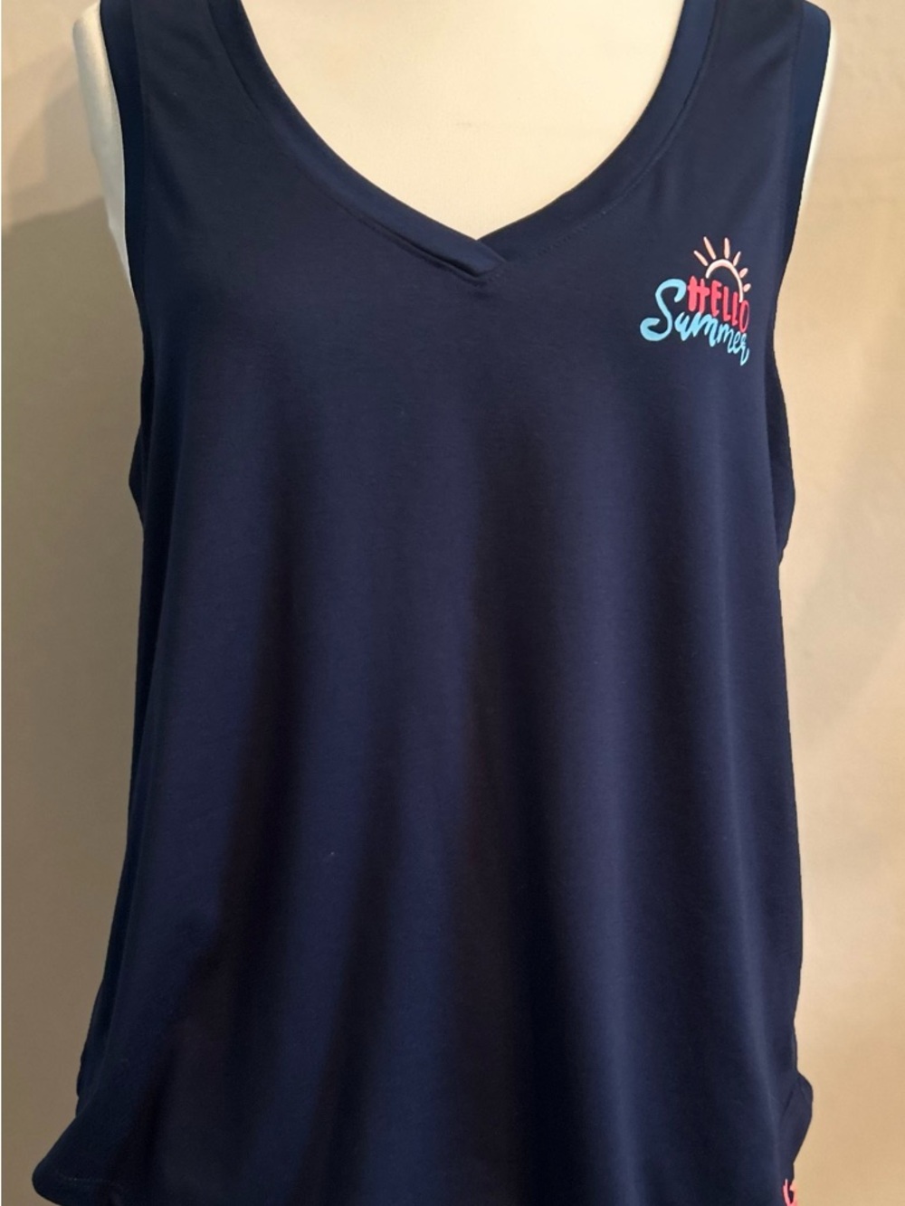 Joyspun Women’s Hello Summer Pajama PJ Short Set Size Medium Soft Navy Blue